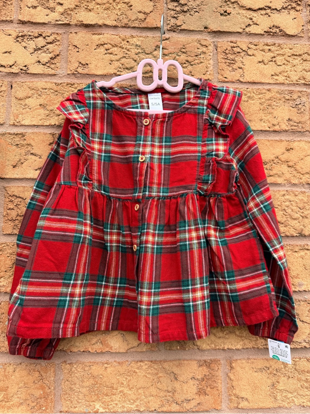 4/$25 • Carters Tartan Plaid Peasant Blouse